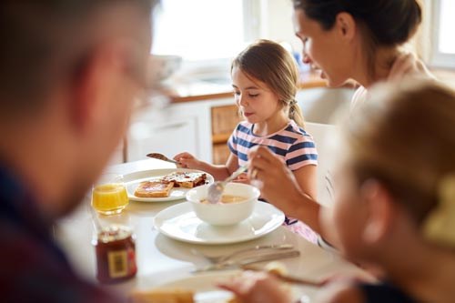 A good way for the whole family to start the school day is with a balanced breakfast.