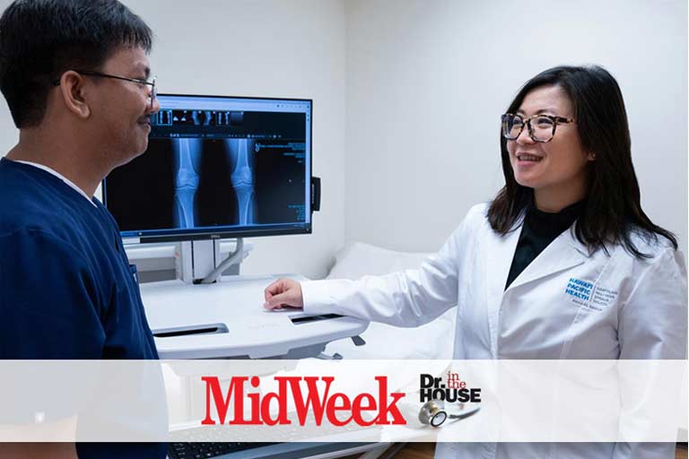 Dr. Devy Setyono and medical assistant Jariel Mateo discuss arthritis types and treatments.