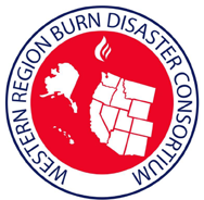 Western Region Burn Disaster Consortium logo showing Hawaii, Alaska and the Western United States.