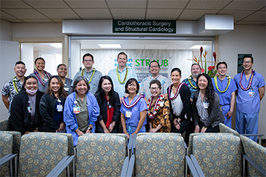 The Straub Benioff Medical Center Heart Team gathers during a blessing ceremony for their new clinic offices held in April 2024.